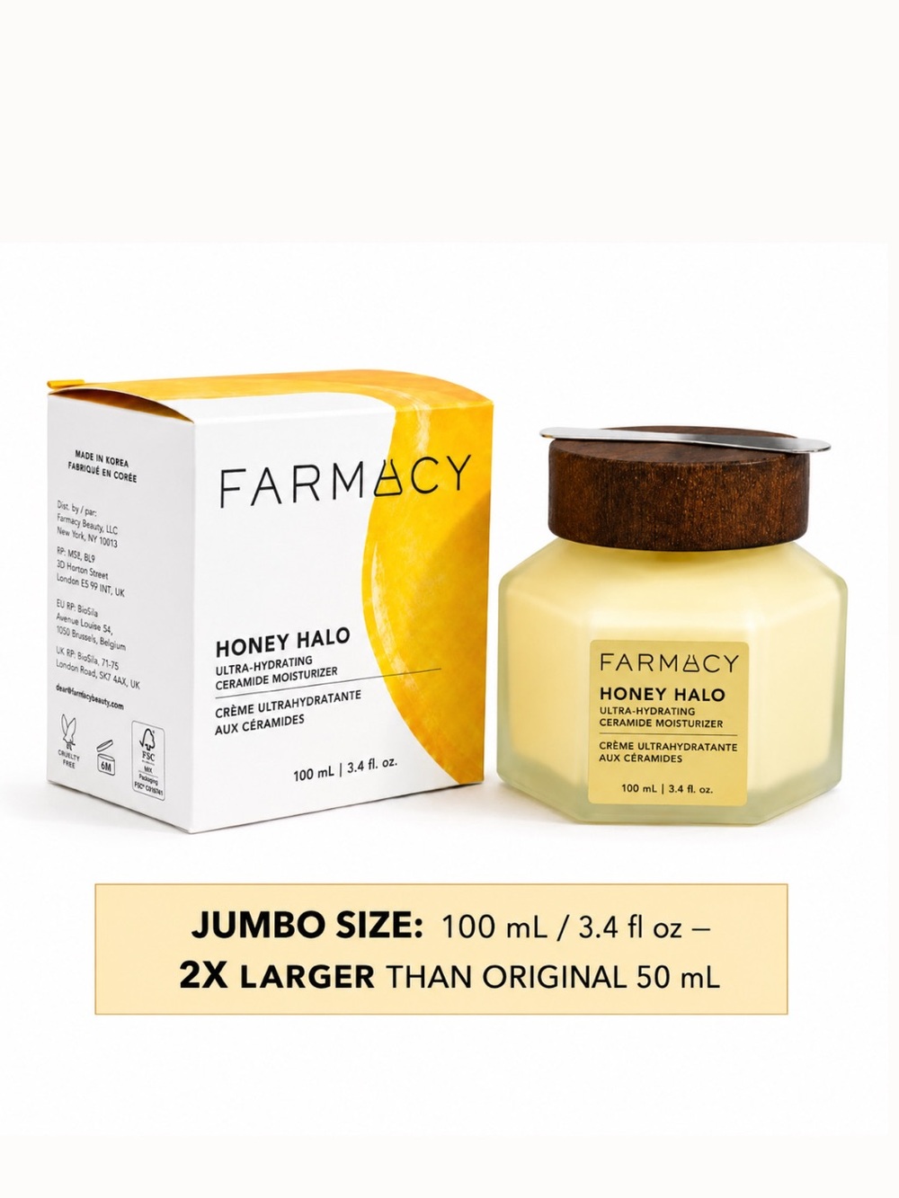 Farmacy Honey Halo Ceramide Moisturizer Jumbo 3.4oz New Sealed Barrier Repair